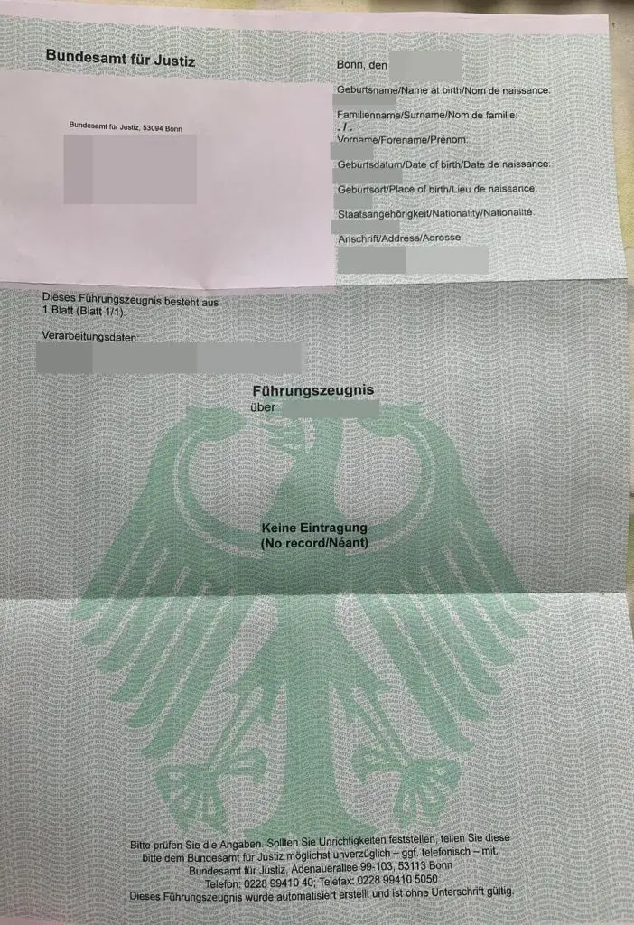 kosten für ein polizeiliches führungszeugnis​